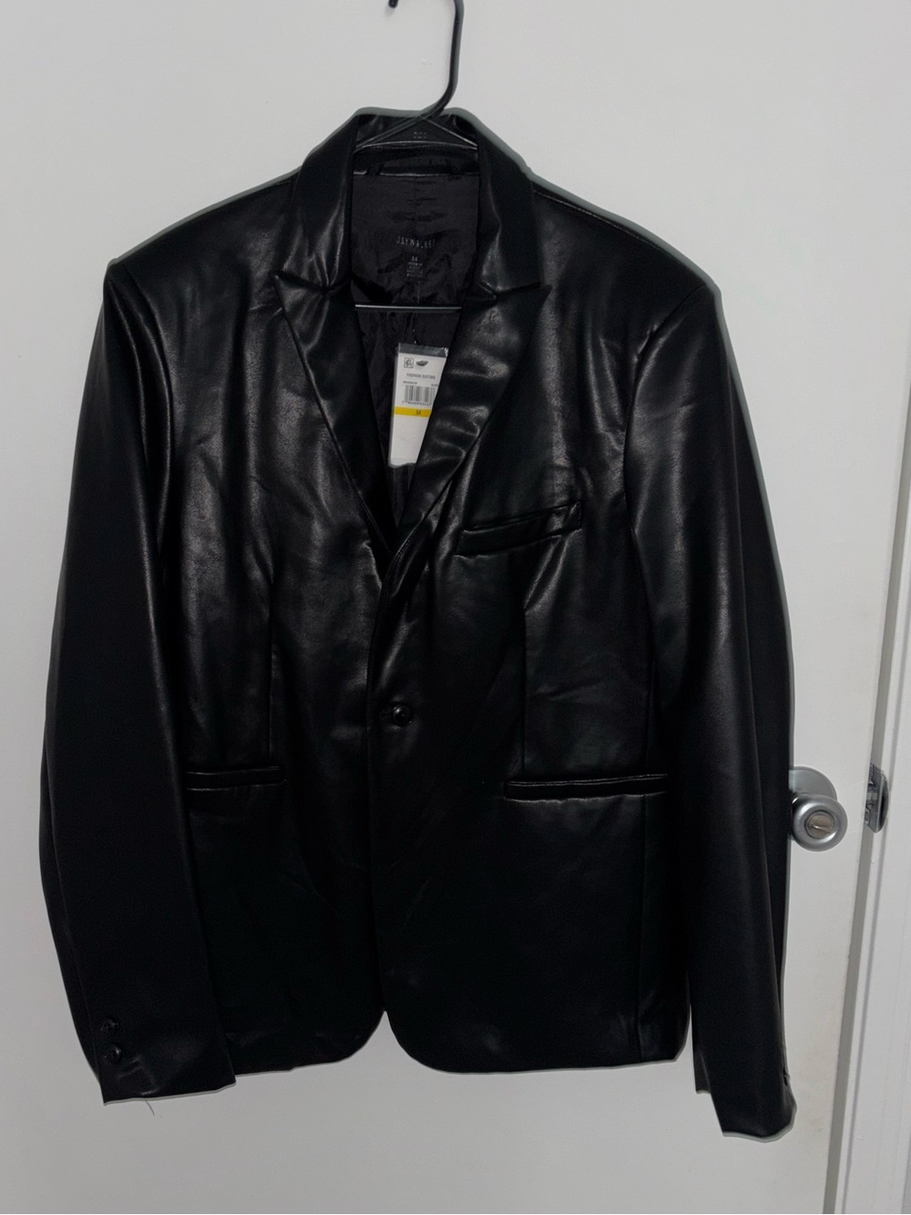 Black Faux Leather Blazer